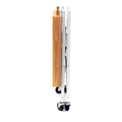 Origami Foldable Wheeled Solid Wood Top Kitchen Island Bar Cart, White (Used) - VMInnovations