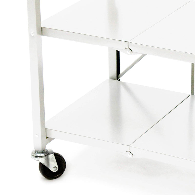 Origami Foldable Wheeled Solid Wood Top Kitchen Island Bar Cart, White (Used)