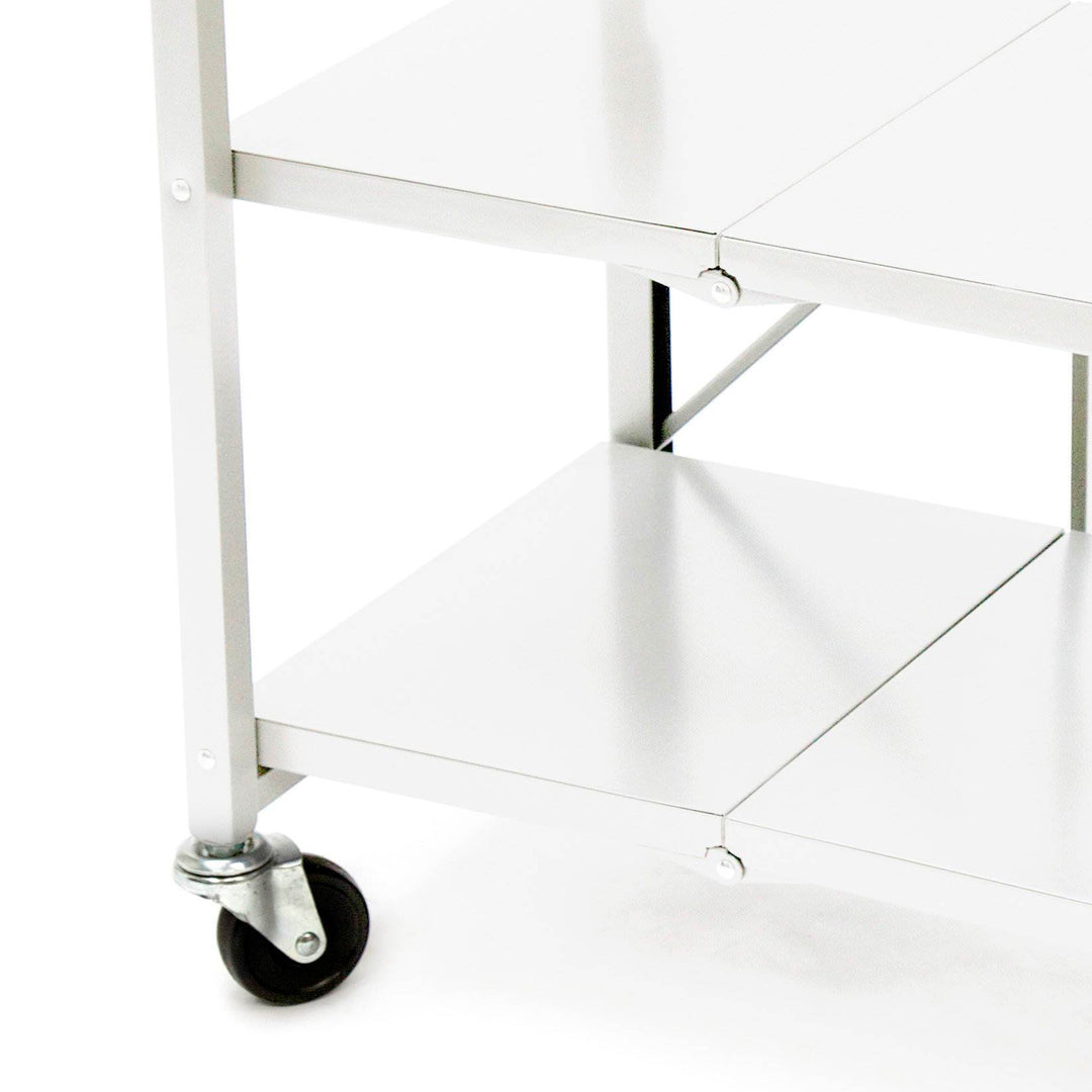 Origami Foldable Wheeled Solid Wood Top Kitchen Island Bar Cart, White(Open Box)