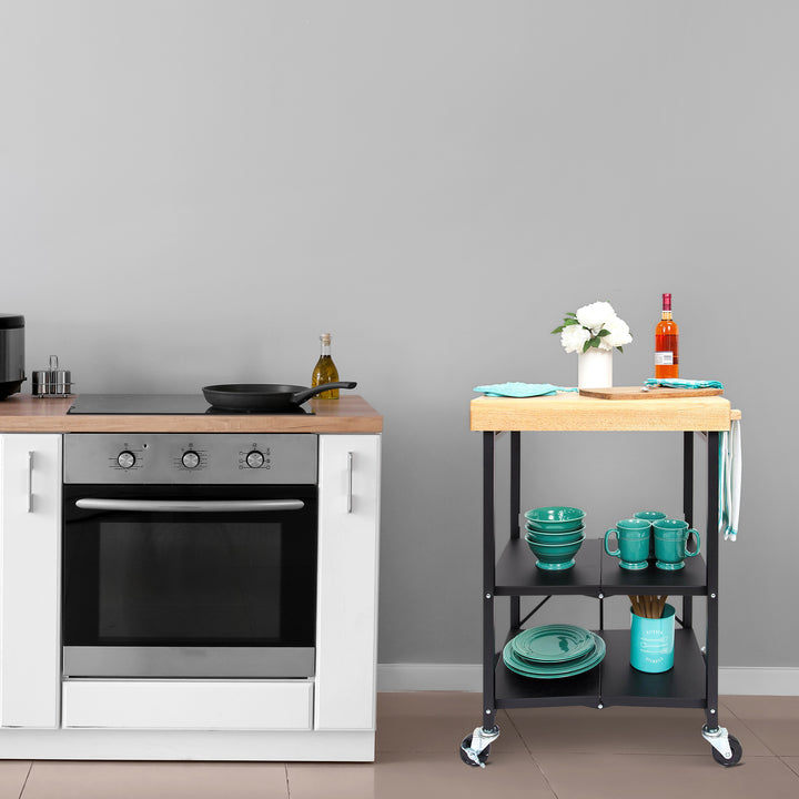 Origami Foldable Wheeled Portable Solid Wood Kitchen Island Cart, Blk(For Parts) - VMInnovations