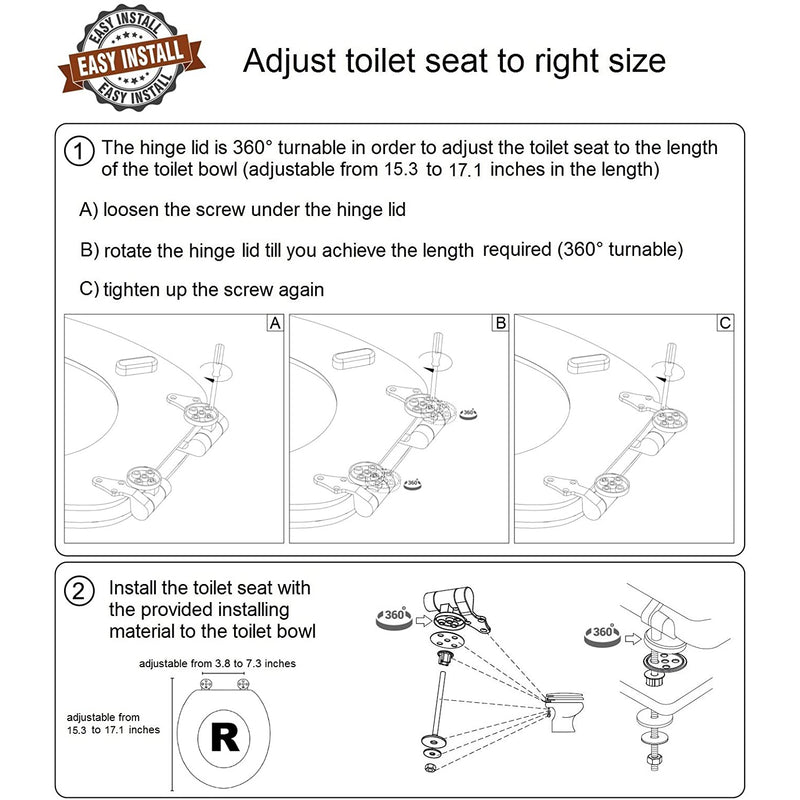 Sanilo 103 Round Silent Soft Close Molded Wood Adjustable Toilet Seat (Used)