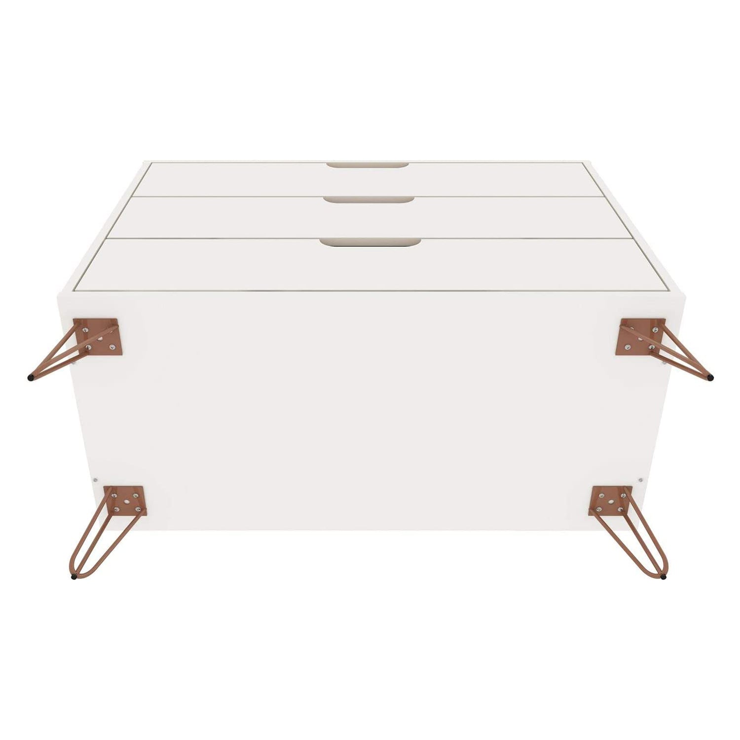 Manhattan Comfort Rockefeller Modern 3 Drawer Storage Dresser, White (Open Box)