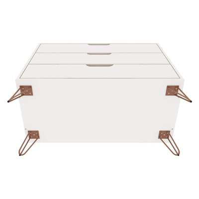 Manhattan Comfort Rockefeller Modern 3 Drawer Storage Dresser, White (Open Box)