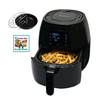 Avalon Bay Air Fryer Digital Display Stainless Steel Healthy Kitchen Appliance