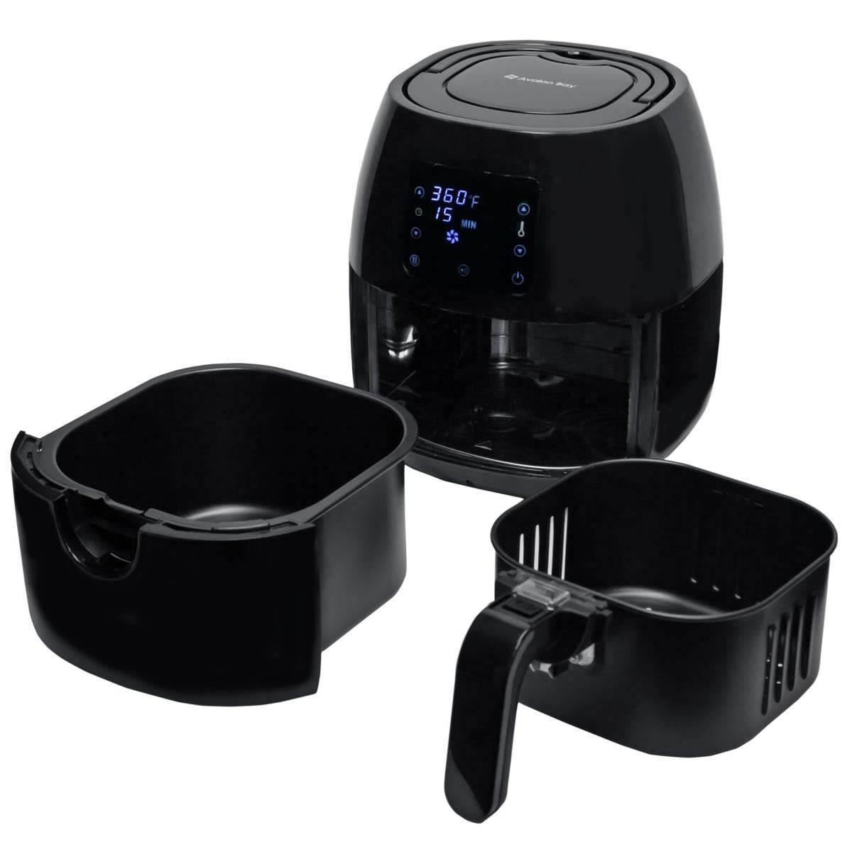 Avalon Bay Air Fryer Digital Display Stainless Steel Healthy Kitchen Appliance