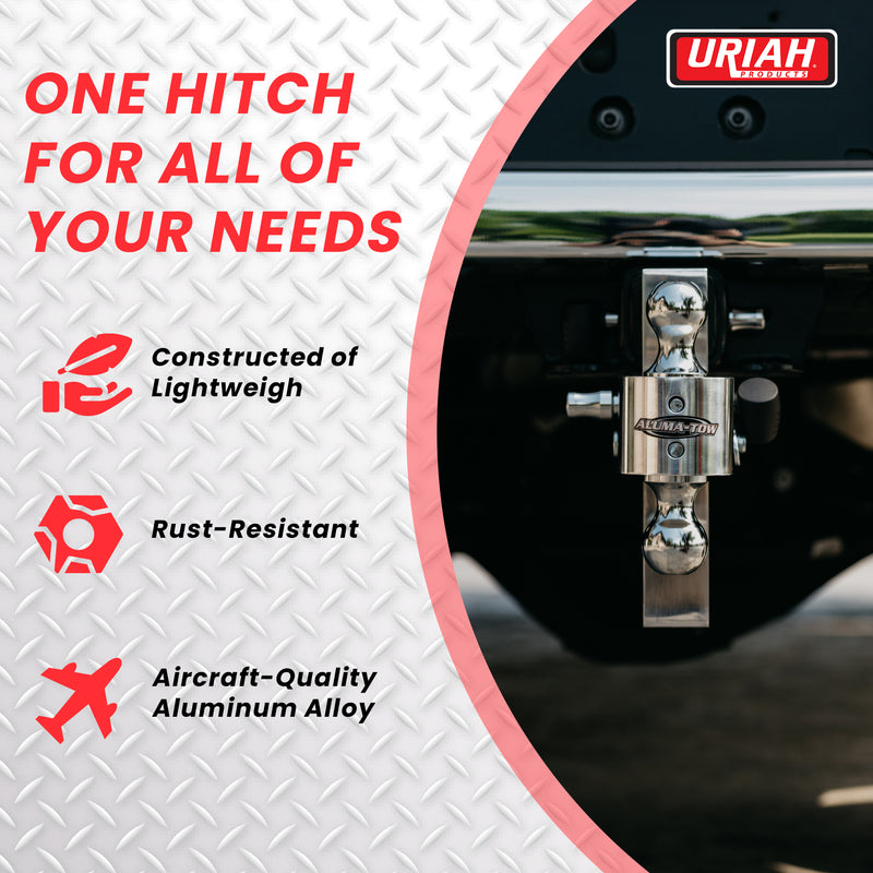 Uriah Products Adjustable Aluminum Hitch Mount with up to 8 Inch Rise and Drop