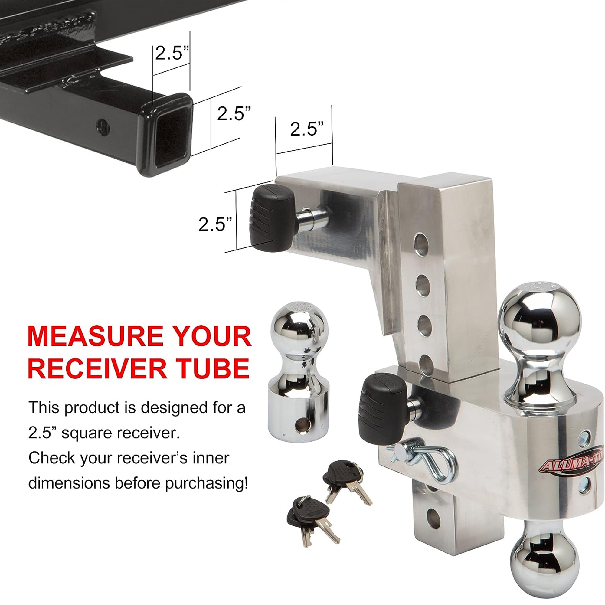Uriah Products Adjustable Aluminum Hitch Mount HD with 8" Rise & Drop (Open Box) - VMInnovations