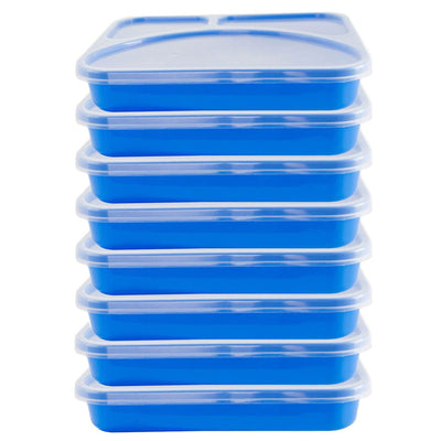 Life Story Meal Prep 3 Compartment Food Storage Container w/ Lid, Blue (16 Pack)
