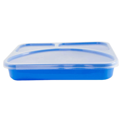 Life Story Meal Prep 3 Compartment Food Storage Container w/ Lid, Blue (16 Pack)