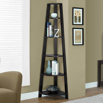 Monarch Specialties 72" Tall Cappuccino Corner Accent Bookcase (Open Box)