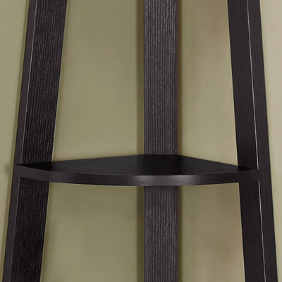 Monarch Specialties 72" Tall Cappuccino Corner Accent Bookcase (Open Box)