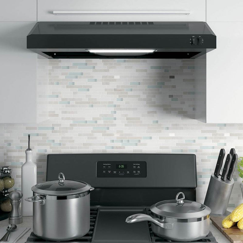 GE 30 Inch Under The Cabinet Convertible Hood Stove Top Venting System, Black