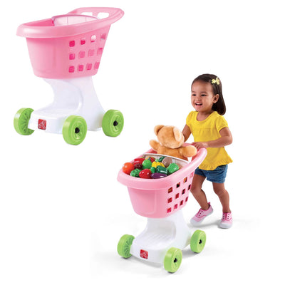 Step2 Little Helper's Toddler Pretend Play Grocery Store Shopping Cart, Pink