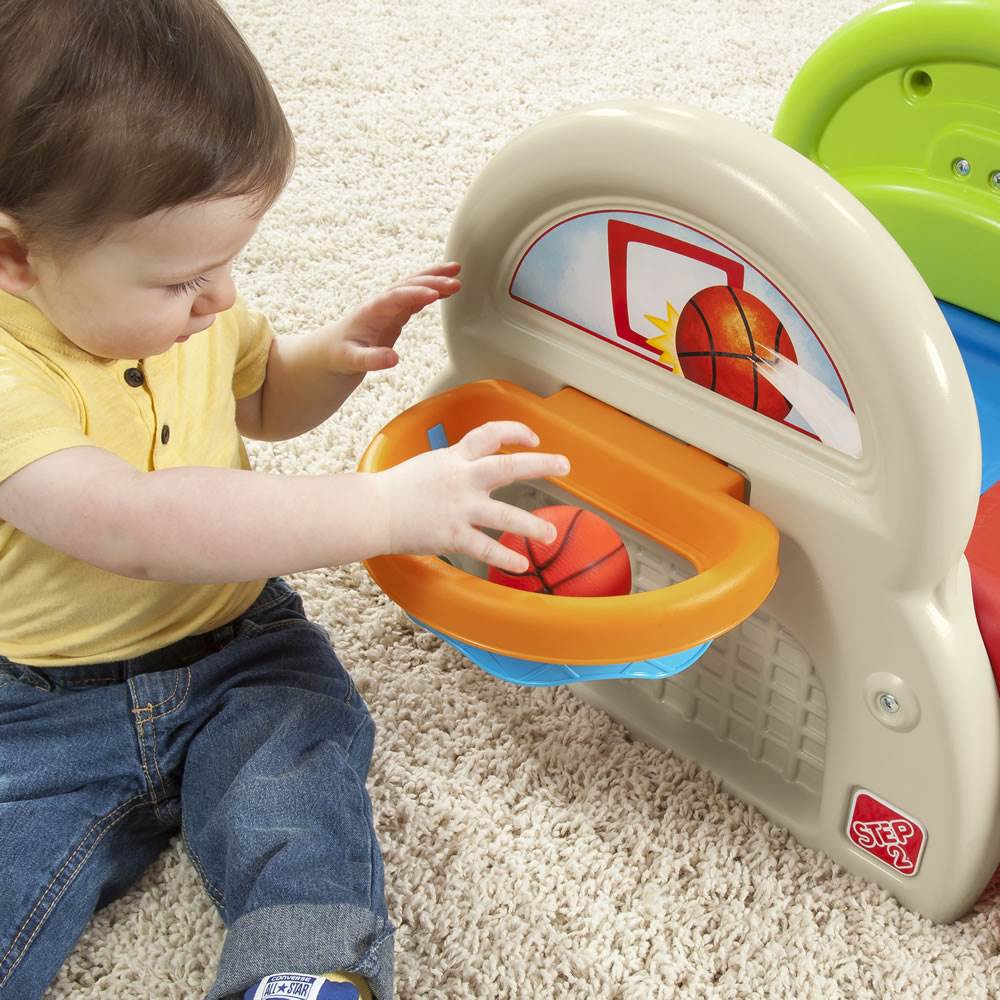 Step2 Basketball Soccer Baseball Sports Tastic Activity Center w/ Slide & Steps