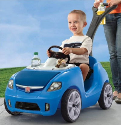 Step2 Whisper Ride II Kids Push Ride-On Car Buggy w/ Pull Handle and Horn, Blue (Refurbished)