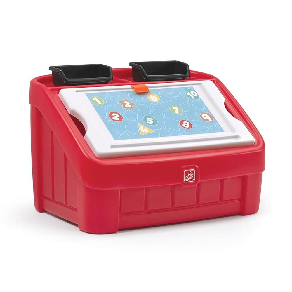 Step2 Organizer Toddler and Preschooler 2 in 1 Toy Box and Art Lid, Red (Used)