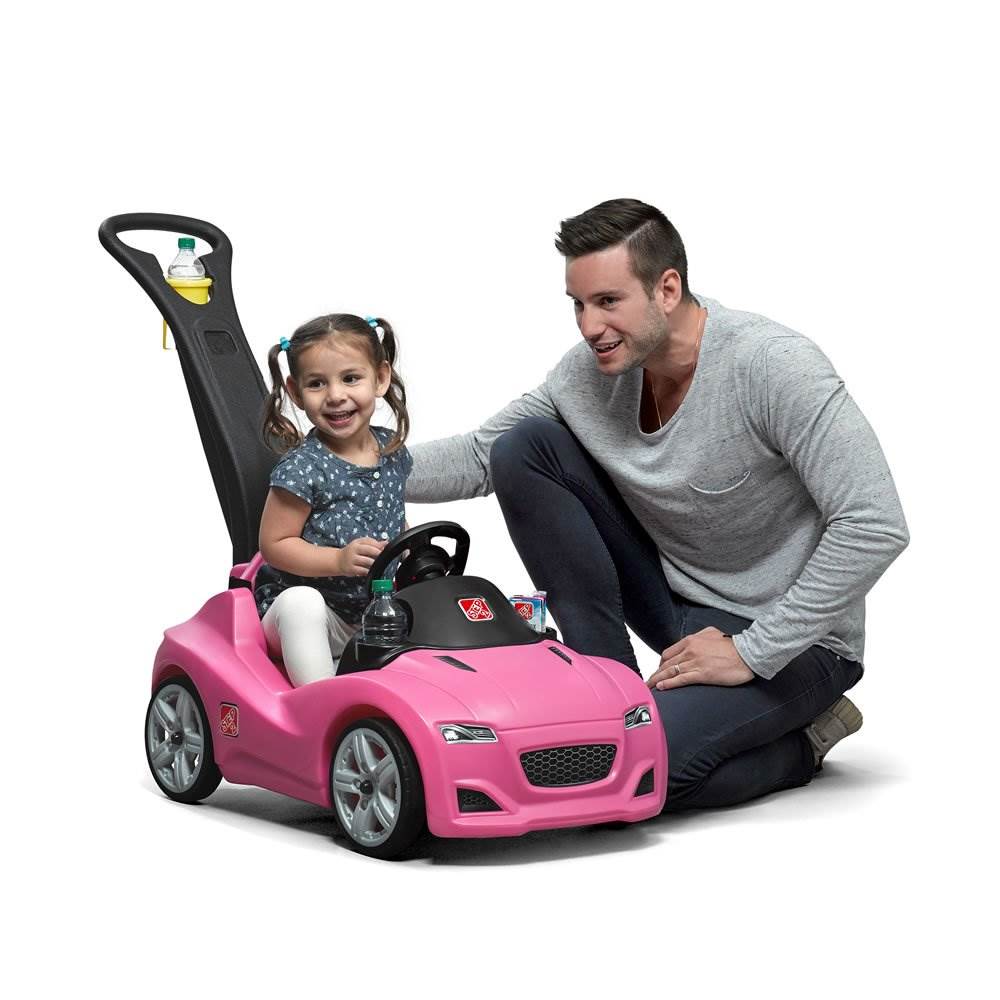 Step2 Whisper Ride Toy Buggy Push Ride On Car w/ Pull Handle, Pink (Open Box) - VMInnovations