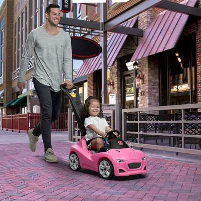 Step2 Whisper Ride Toy Buggy Push Ride On Car w/ Pull Handle, Pink (Open Box) - VMInnovations