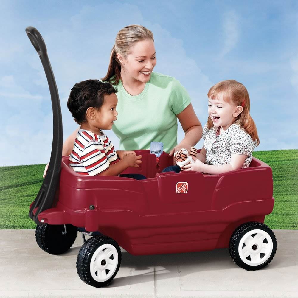 Step2 Kids Childrens Toddlers Plastic Pull Neighborhood Wagons, Red (Used)