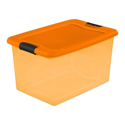 Sterilite 64 Qt Latching Plastic Storage Container Bin in Orange (Open Box)