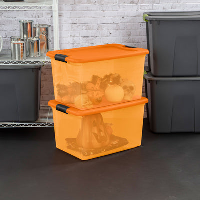 Sterilite 64 Qt Latching Plastic Storage Container Bin in Orange (Open Box)