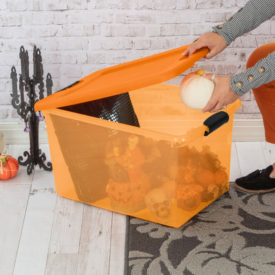 Sterilite 64 Qt Latching Plastic Storage Container Bin in Orange (Open Box)