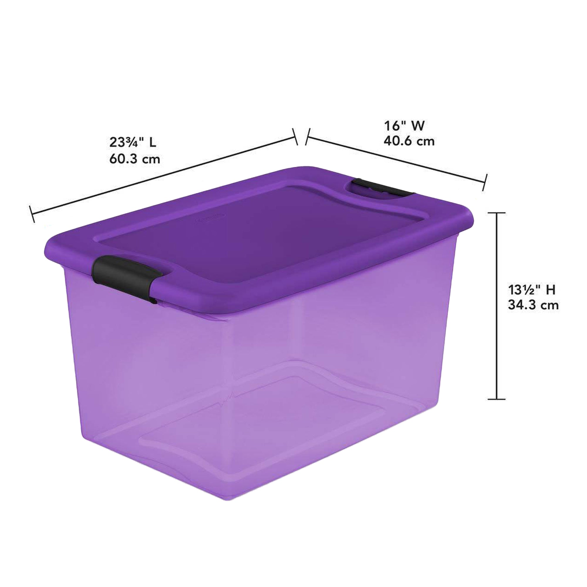 Sterilite 64 Qt Latching Plastic Stacking Storage Container Bin, Purple, 1 Pack