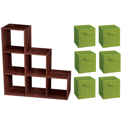 ClosetMaid 3 Tier Wooden Cubical Storage Organizer with Fabric Bins (6 Pack)