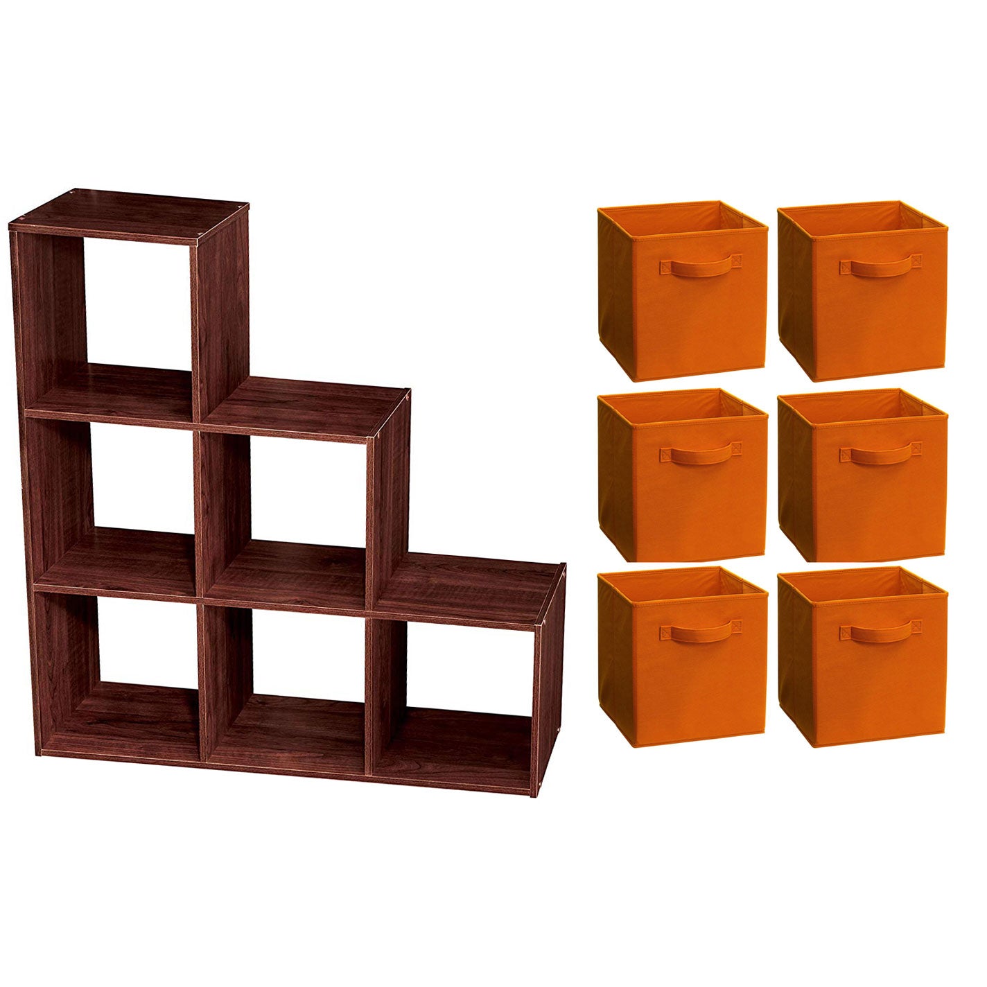 ClosetMaid 3 Tier Wooden Cubical Storage Organizer with Fabric Bins (6 Pack)