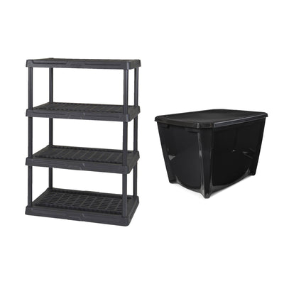 Contico 4-Tier Resin Outdoor Storage Shelf + Latching 20 Gallon Tote (7 Pack)