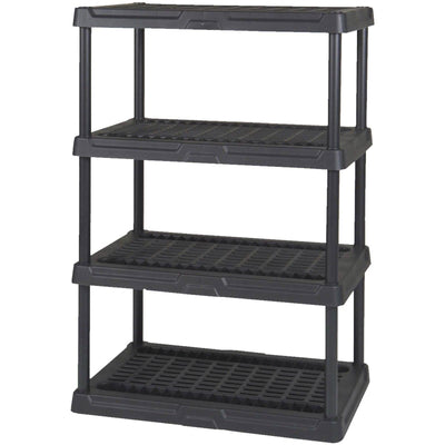 Contico 4-Tier Resin Outdoor Storage Shelf + Latching 20 Gallon Tote (7 Pack)