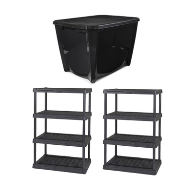 Contico 4-Tier Resin Outdoor Storage Shelf (2) + Latching 20 Gallon Tote (14)