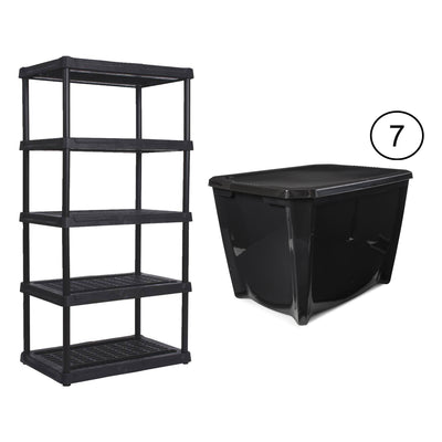 Contico 5-Tier Outdoor Storage Shelf + Life Story 20 Gallon Storage Tote (7)