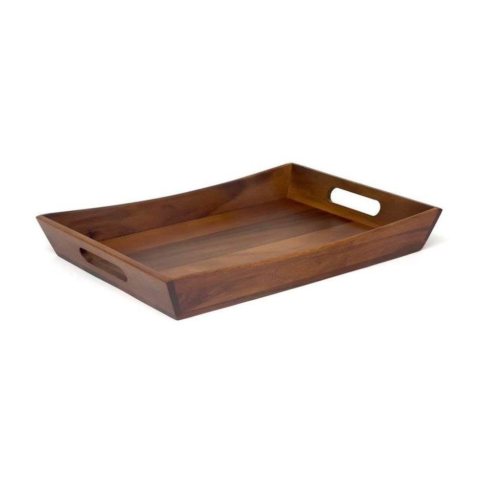 Lipper International Acacia 7 Piece Wood Coaster Set w/ Holder and Serving Tray