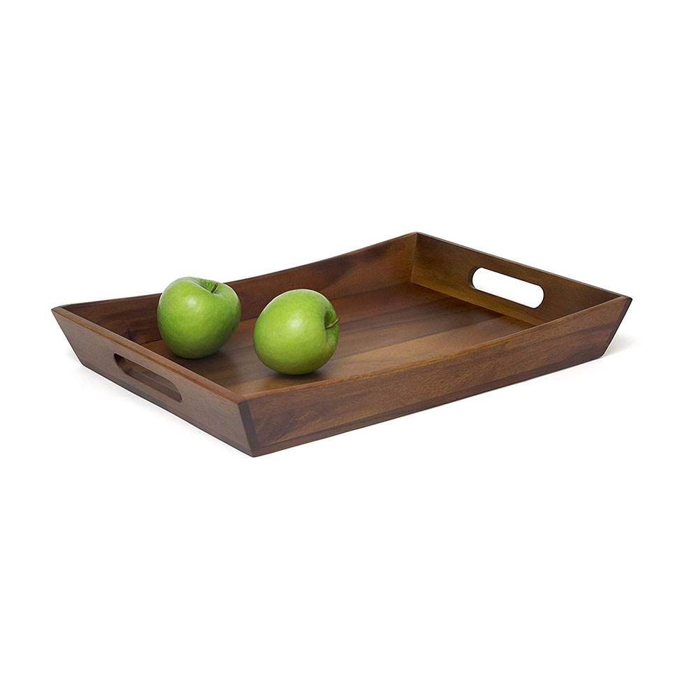 Lipper International Acacia 7 Piece Wood Coaster Set w/ Holder and Serving Tray