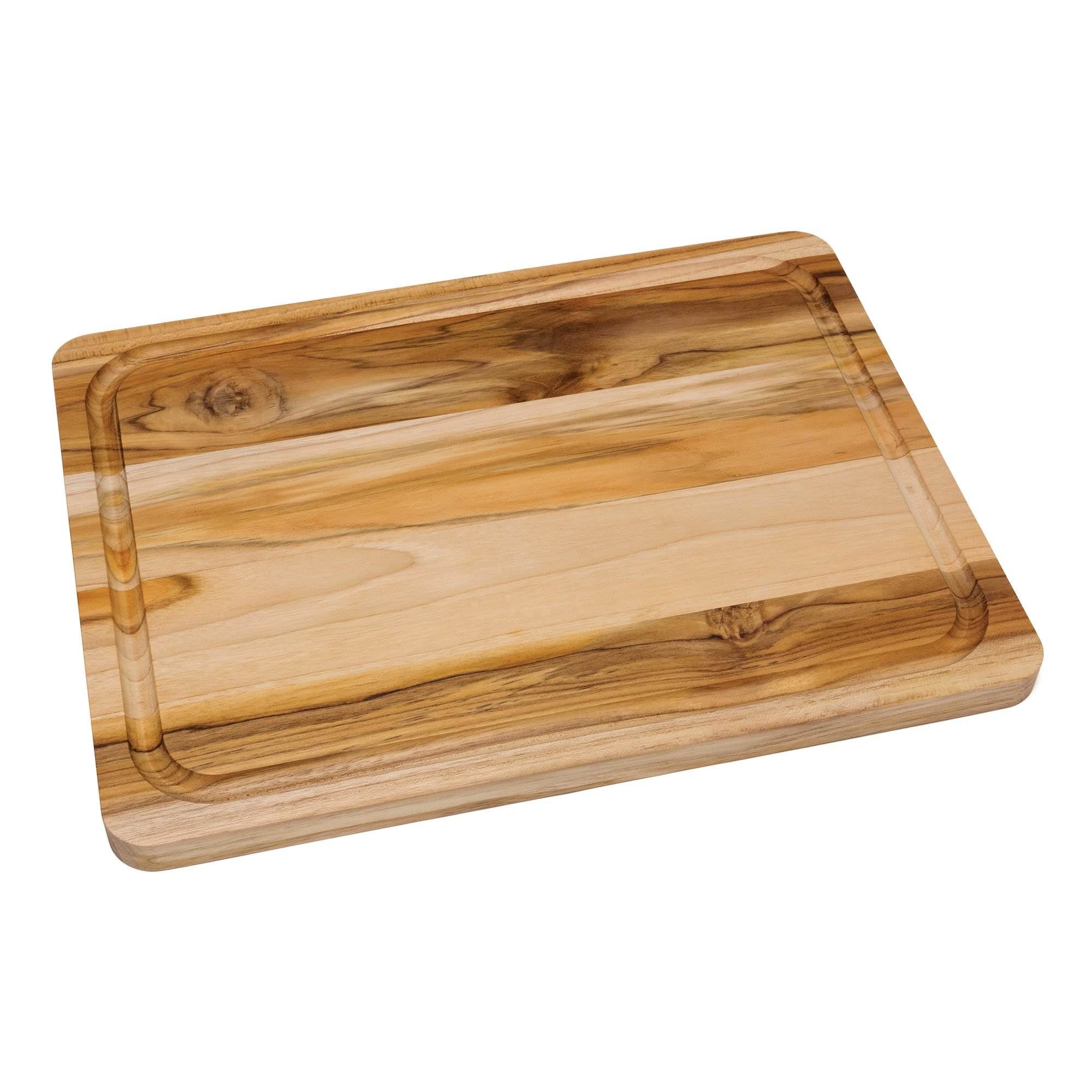 Lipper Teak Edge Grain Wooden 16" x 12" Cutting Board & 16" x 12" Chopping Block