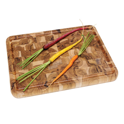 Lipper Teak Edge Grain Wooden 16" x 12" Cutting Board & 16" x 12" Chopping Block