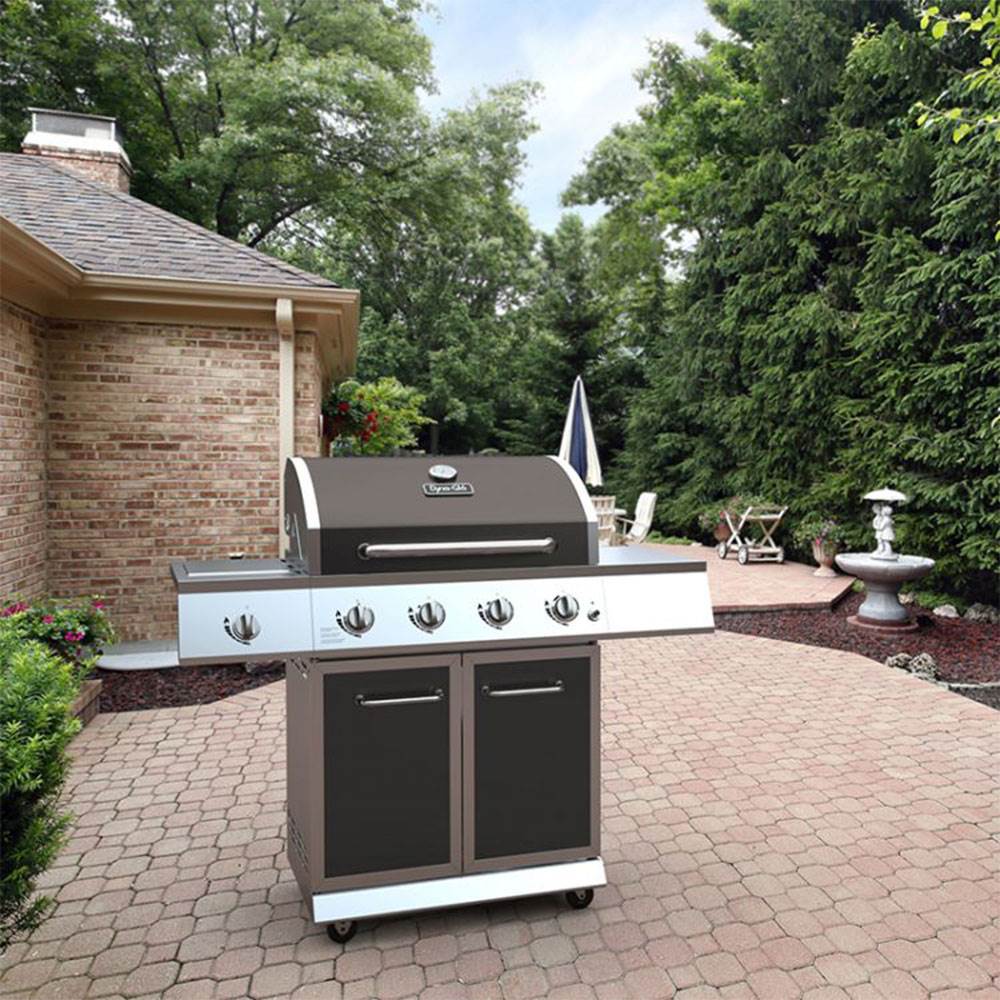 Dyna Glo 4 Burner LP Stainless Steel Outdoor & Backyard BBQ Gas Grill, Gunmetal