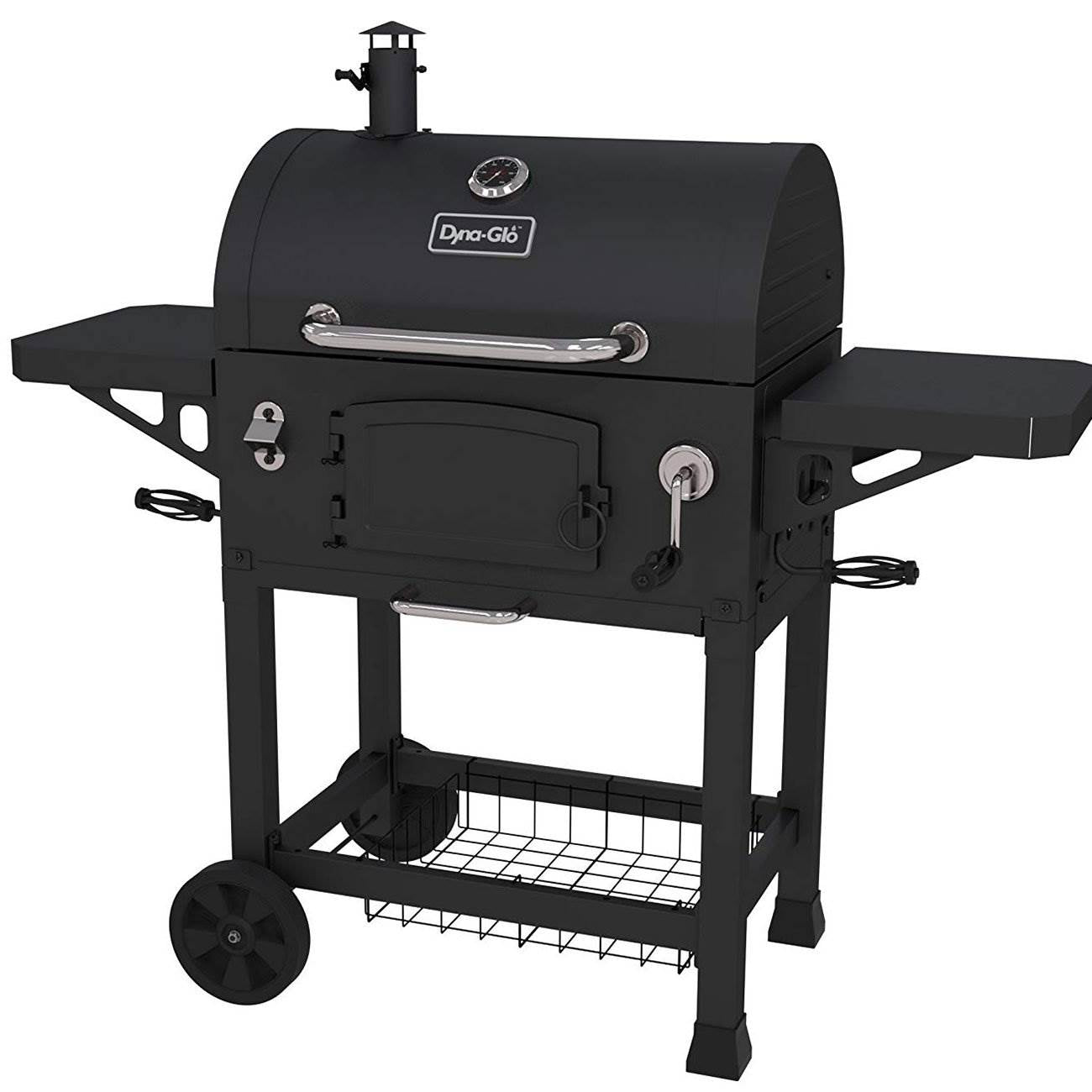 Dyna Glo Heavy Duty Outdoor Patio Portable BBQ Smoke Stack Charcoal Grill, Black