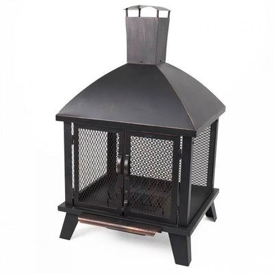 Pleasant Hearth Stratford Wood Burning Outdoor Backyard Patio Fire House Pit