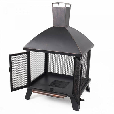 Pleasant Hearth Stratford Wood Burning Outdoor Backyard Patio Fire House Pit