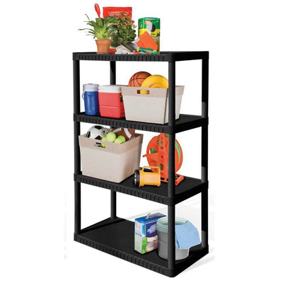 Contico 4-Tier Resin Garage Storage Shelf + Life Story 20 Gal Storage Tote (7)