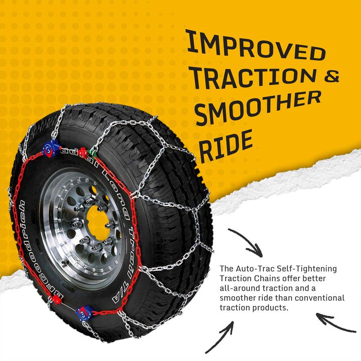 Auto-Trac Series 2300 Pickup Truck/SUV Traction Snow Tire Chains, Pair (2 Pack) - VMInnovations