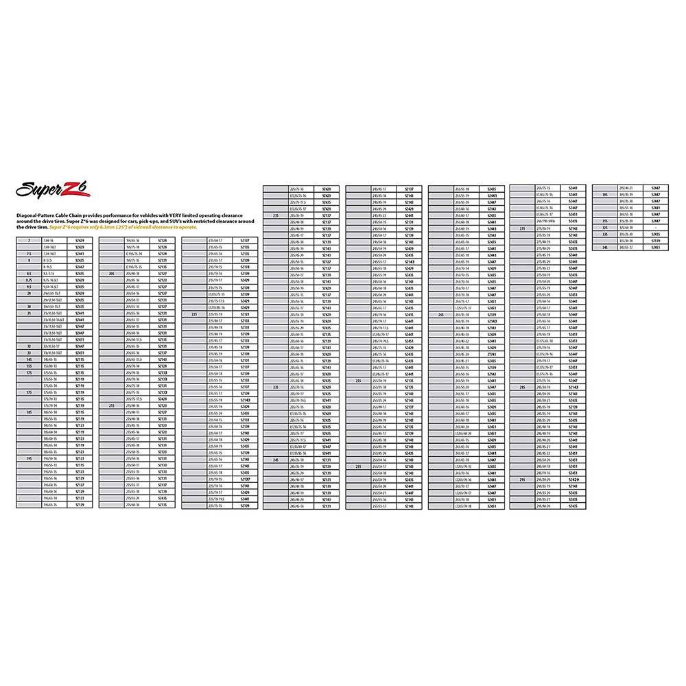 Security Chain SZ429 Super Z6 Car Truck Snow Radial Cable Tire Chain, Pair
