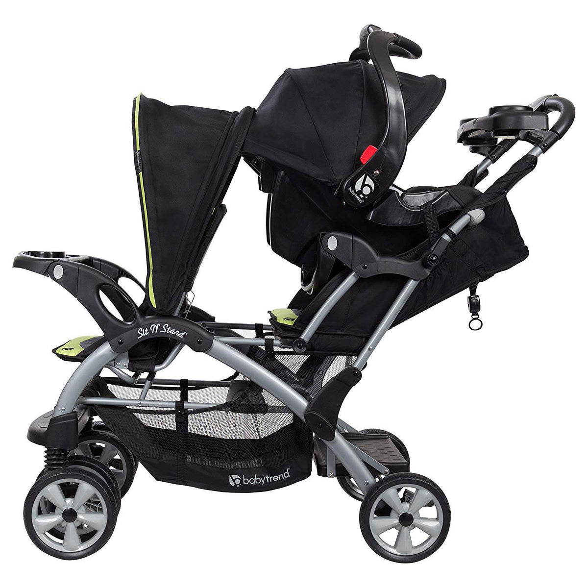 Baby Trend Sit N' Stand Double Stroller, Optic Green (Open Box)