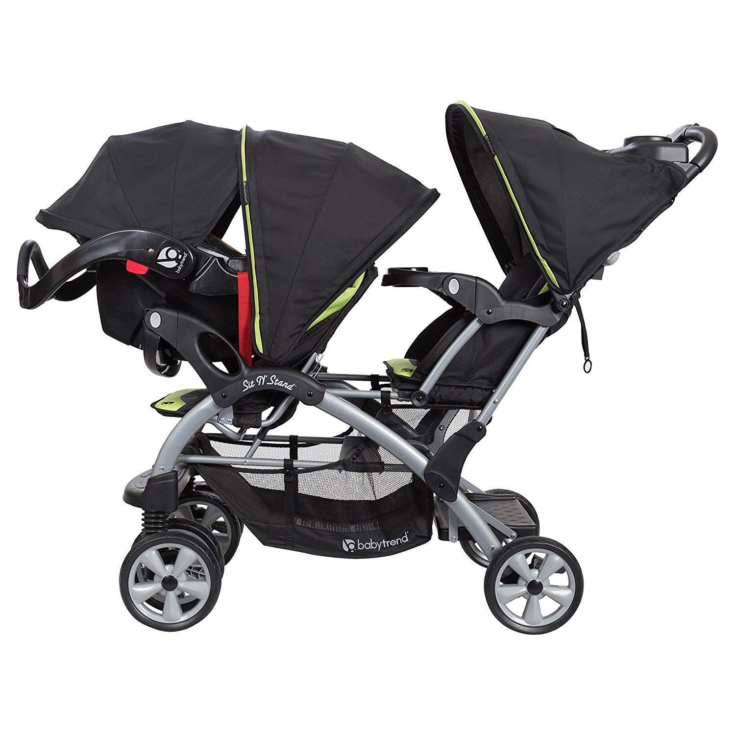 Baby Trend Sit N' Stand Double Stroller, Optic Green (Open Box)