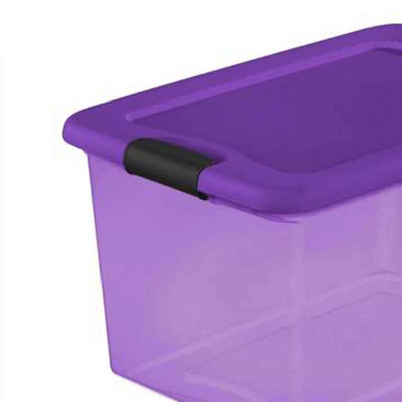 Sterilite Purple 64 Quart Latching Plastic Storage Box Container Tote (6 Pack)