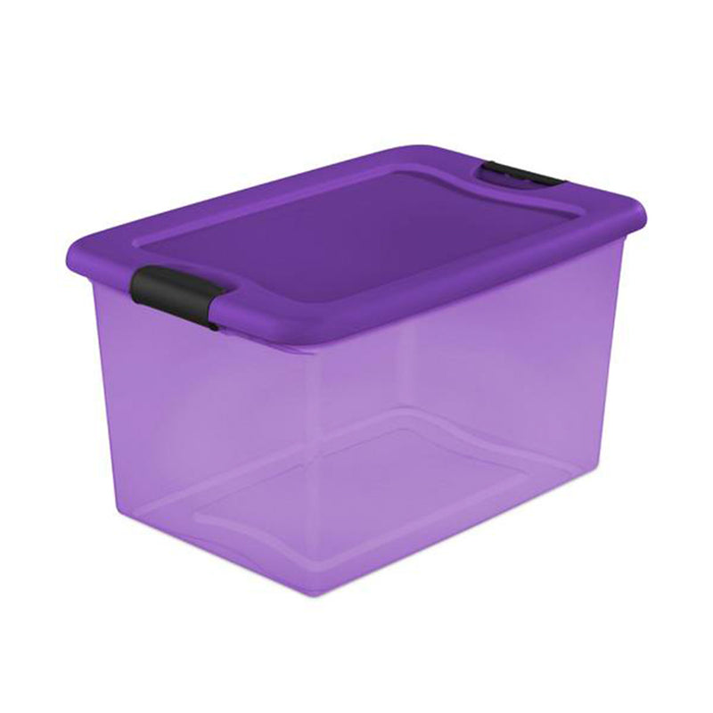 Sterilite 64 Quart Latching Plastic Storage Container Bin in Purple (12 Pack)