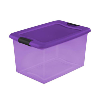 Sterilite Purple 64 Quart Latching Plastic Storage Box Container Tote (6 Pack)