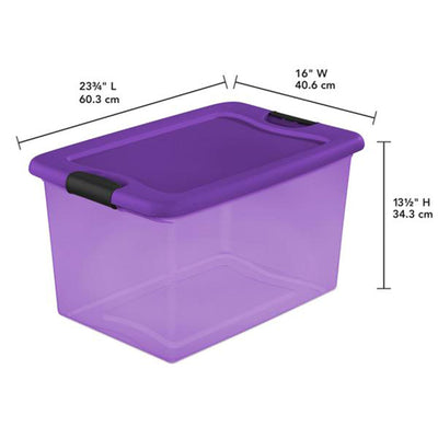 Sterilite Purple 64 Quart Latching Plastic Storage Box Container Tote (6 Pack)